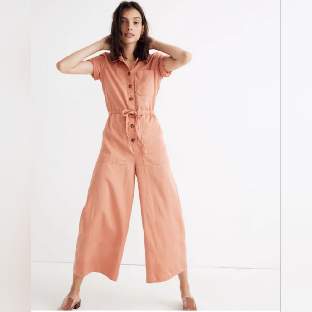NWT Madewell Wide-leg Utility Jumpsuit in Peach. Size 8